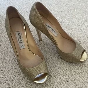 Jimmy choo platform gold pump size 7